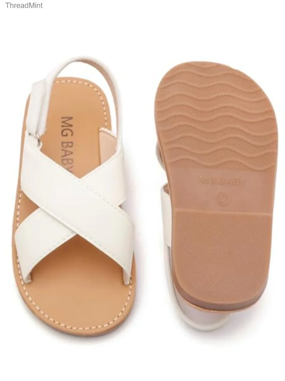 Girls Strappy Summer Water Sandals Flat Hook Loop Adjustable Slip-Resistant